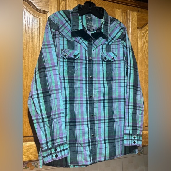 Rock 47 by Wrangler Women's Diamond Snap Western Cowgirl Shirt Size XXL - Picture 2 of 10